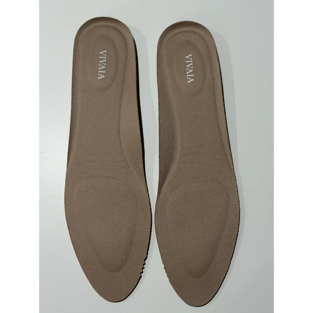 Vivaia Margot Mary Jane Shimmer Knit Pointed Toe Flats Almond Tan Womens 11 EU43